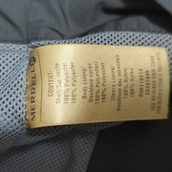 Merrell Light Hiking Jacket With Hidden Hood Size XL in Black - Picture 6 of 11